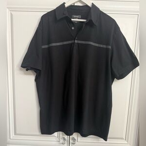 Alfani Men's XXL Black Short Sleeve Polo Shirt w/Black Stripe Decal Golf Tennis